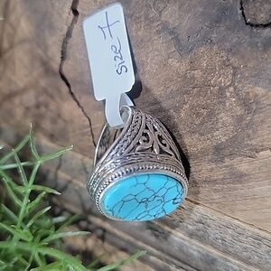 NWT Howlite & Silver Tone Metal Ring 7